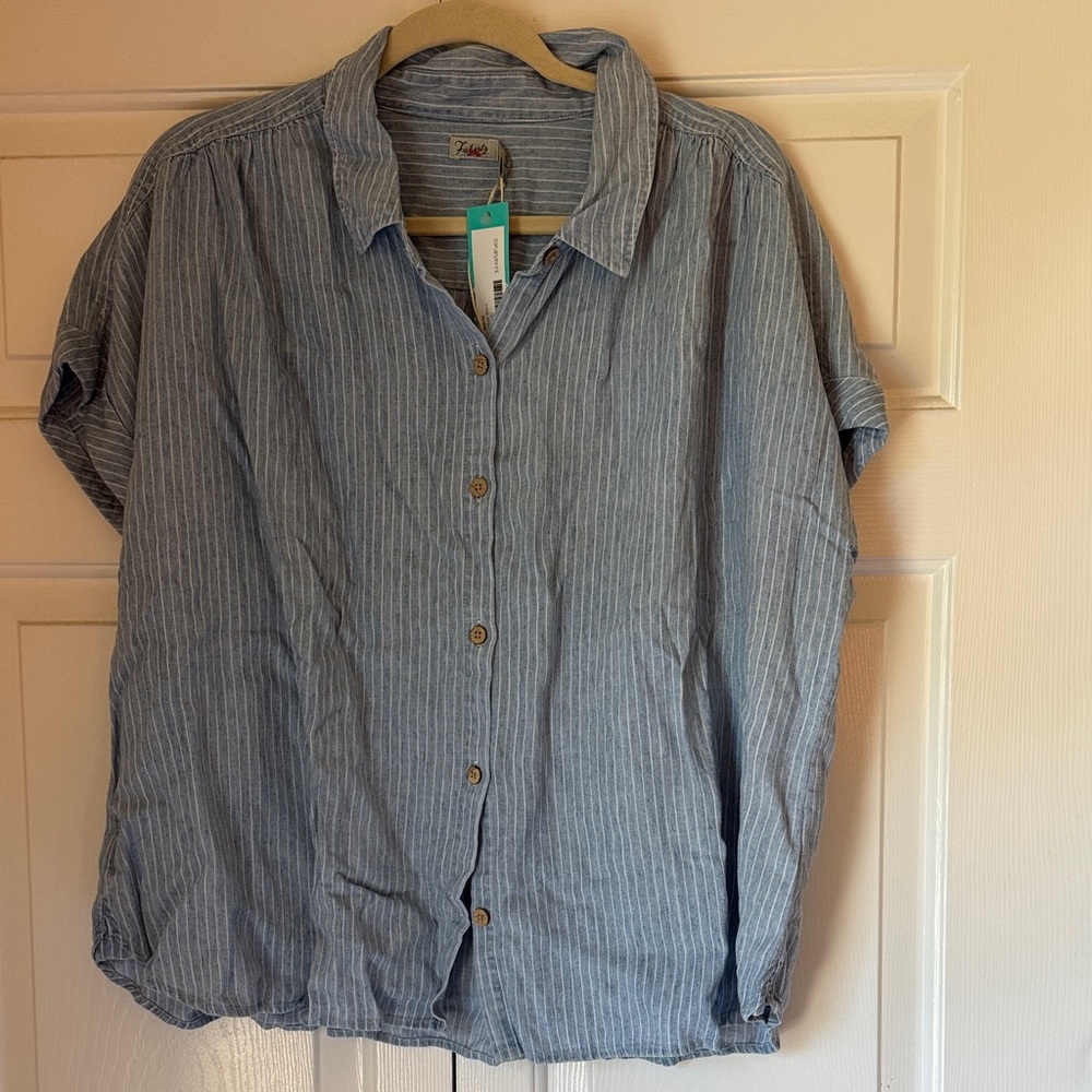 Faherty Light Blue Pinstripe Button-Down Shirt